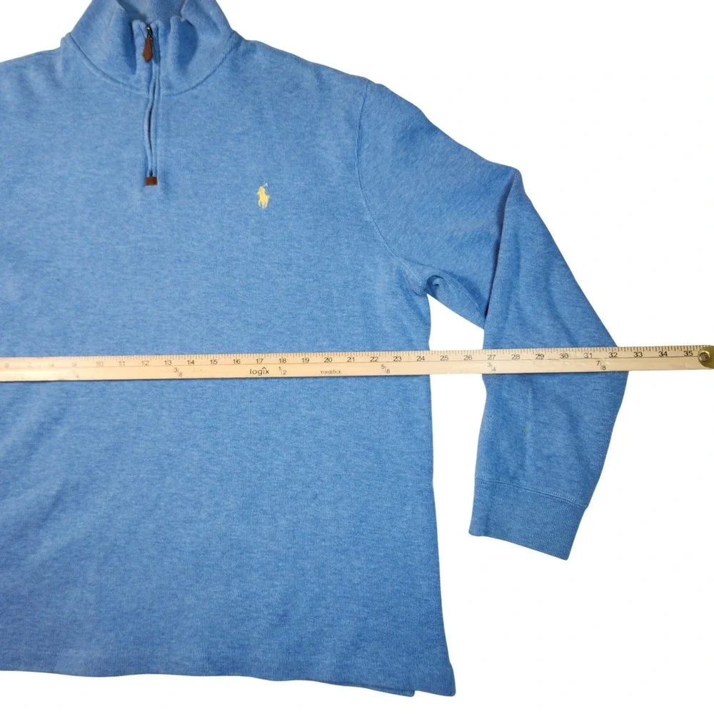 Polo Ralph Lauren‎ Men's Blue 1/4 Zip Pullover Sweater Embroidered Pony XL Mint